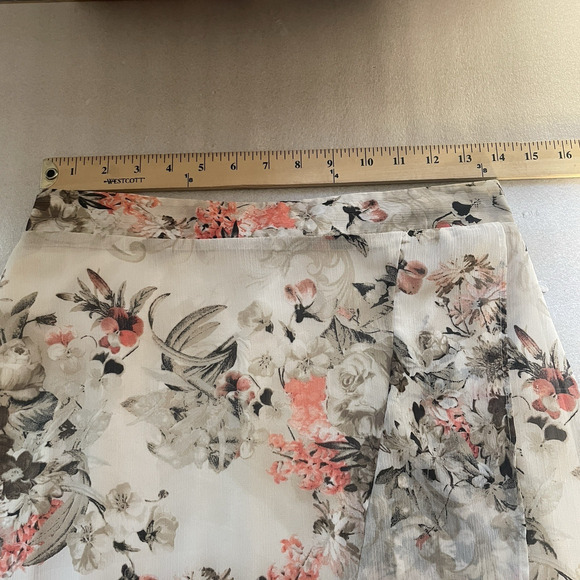 Vintage Y2K Sara Michelle Skirt Women Medium Beige Floral Whimsey Ruffle High Lo - Picture 7 of 9